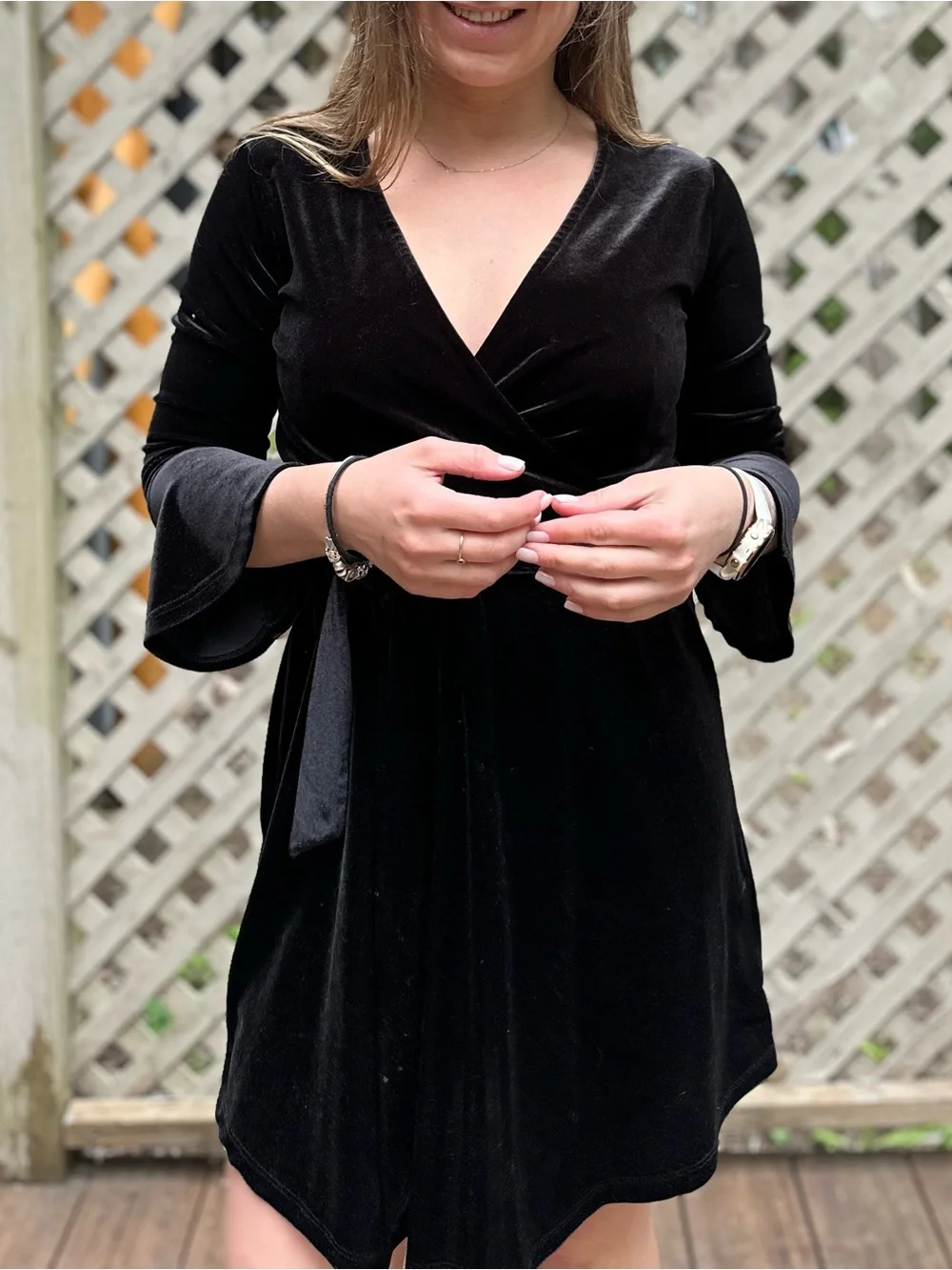 Classic Black Velvet Dress - Women's - Picture 1 of 8